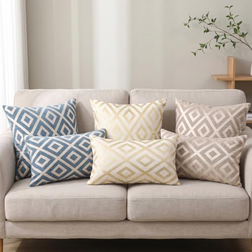 Set of 2 Chenille Jacquard Throw Pillow Covers 20x20 Inches, Luxury