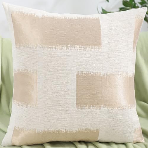 Set of 2 Chenille Jacquard Throw Pillow Covers 20x20 Inches, Modern