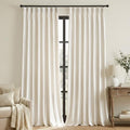 Ivory Velvet Pinch Pleated Curtains: Cream 108 Inch Long 2 Panels