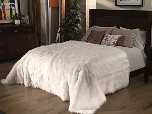 LAMBZY Faux Sheepskin Bedspread, King 120''x115'', Cream