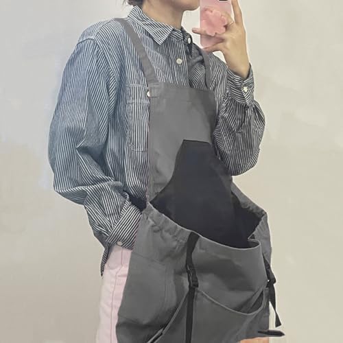 Multi Pocket Multifunction Apron Unisex Cotton Canvas Snap On Stain