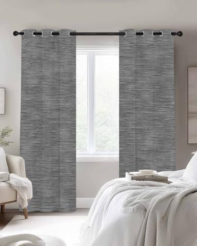 Gray Solid Color Blackout Curtains 63 Inches Long for Bedroom