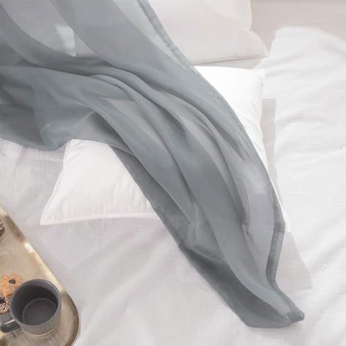 MIULEE Solid Color Sheer Curtains 63 Inches Long 2 Panels Set