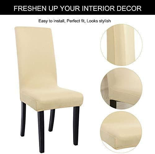 uxcell Stretch Solid Dining Chair Covers for Home Decorative Beige
