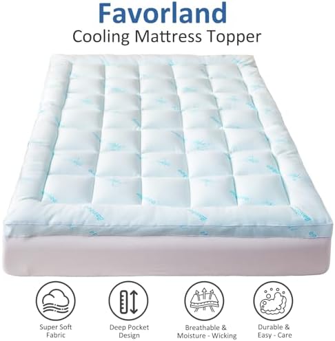Favorland Mattress Topper Queen Size - Cooling Extra Thick Breathable