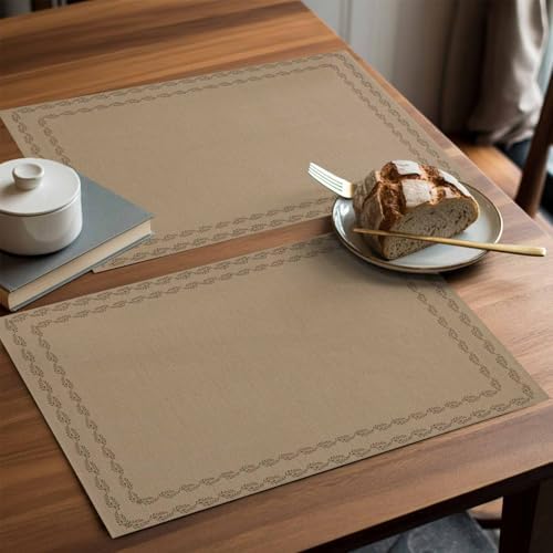 Placemats Set of 8 Minimalist Tan Place Mats for Dining Table Modern
