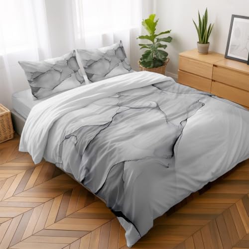 4 Pieces Duvet Cover Queen Bedding Sets Modern Natural Marble Gradient