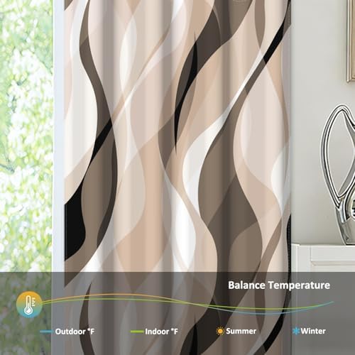 Cream Window Curtains Cream and Grey Abstract Striped Blackout Window