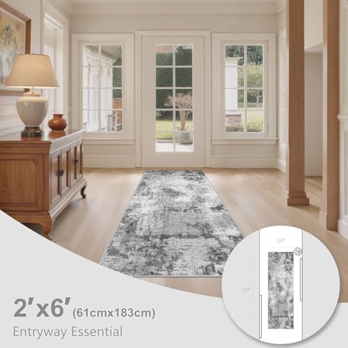 Washable 2x6 Runner Rugs for Hallway: Abstract Modern Home Decor Rug