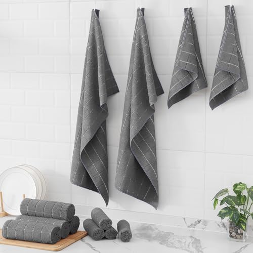 Homaxy Microfiber Kitchen Towels and Dishcloths Set 28 x 16 Inch & 12