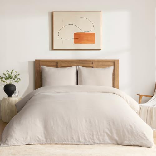 DAPU 100% French Linen Duvet Cover 3Pcs Set, 170GSM Linen Bedding, Cal