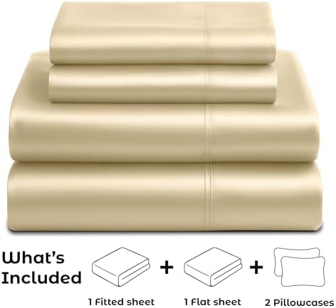 Satin Sheets Full [4-Piece, Ivory] Hotel Luxury Silky Bed Sheets