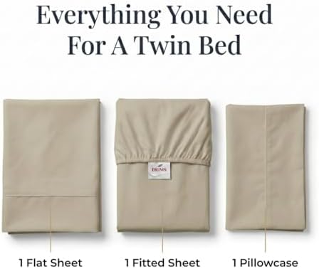 DRIMS 400 Thread Count 100% Egyptian Cotton Twin Sheets Set, Extra