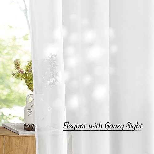 NICETOWN Sheer Curtains 120 inches Length for Windows, Grommet Top