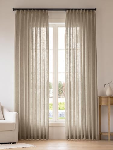 Liz Pinch Pleated Linen Curtains Light Filtering Curtains for Living