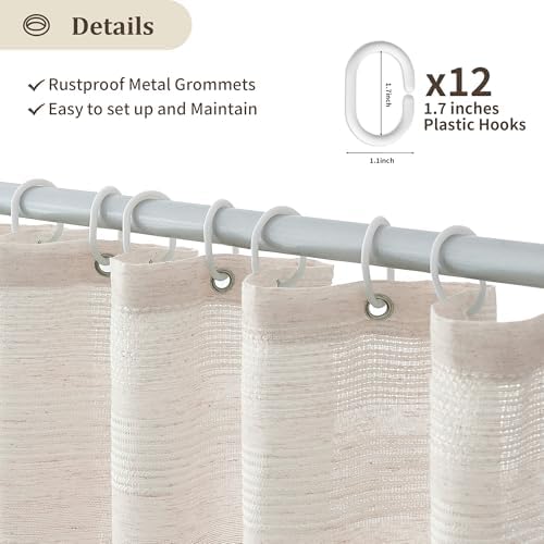 Siiluminisoy Linen Shower Curtain Boho Farmhouse Shower Curtain for