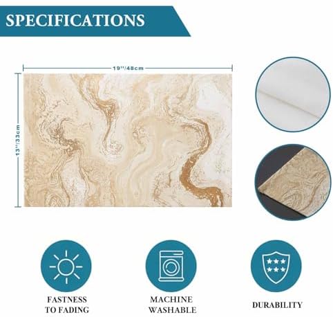 Placemats Set of 6, Beige Marble Cotton Linen Place Mats, Chic Neutral