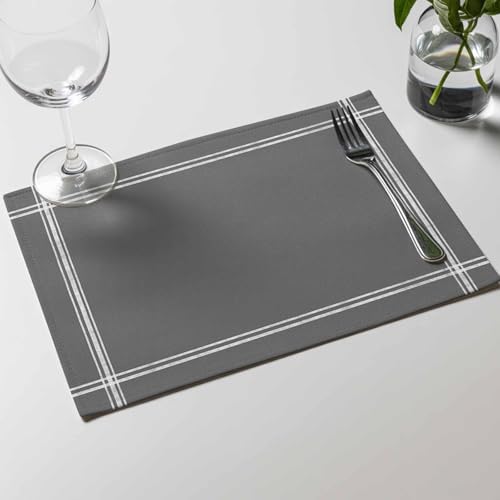 Placemats Set of 8, Deep Grey Washable Table Mats for Dining Table