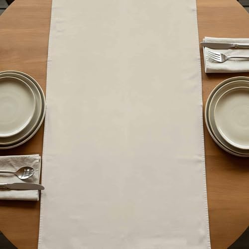Ivory White Table Runner Linen Burlap Table Runner 72 Inches Long