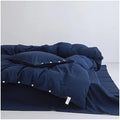 UOIO 100% Washed Cotton Linen Feel Soft Comfy 4Pcs Bedding Set Solid
