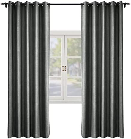 Carbon Grey Room Darkening Curtains - 100W x 96L, Grommet Blackout
