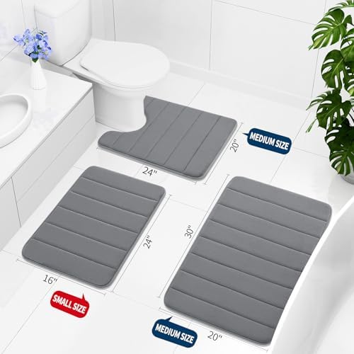 Buganda Meomry Foam Bathroom Mat and Toilet Rugs U-Shaped 4 Pieces, 1