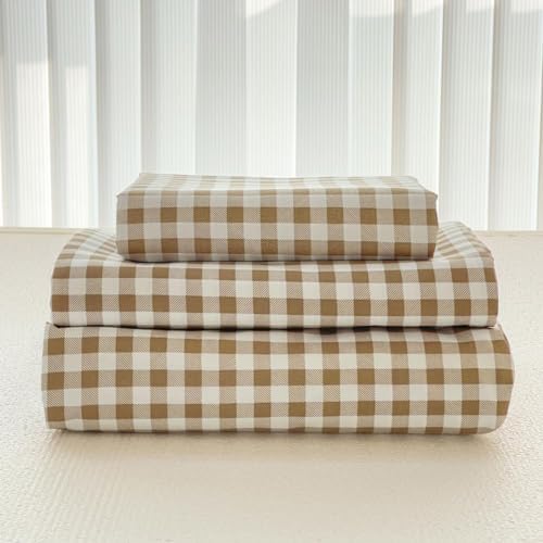 NSNLGSGC Tan Gingham Full Sheet Set