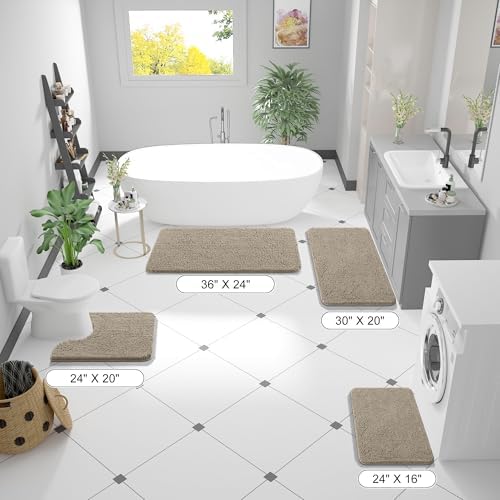 OLANLY Small Bathroom Rugs 24x16, Extra Soft Absorbent Chenille Bath