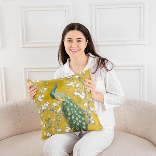 Erosebridal Peacock Throw Pillow Covers White Floral Cushion Covers