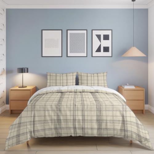 Duvet Cover Set California king Size 4 Pieces, Minimalist Farm Lattice