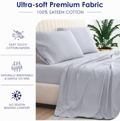 100% Sateen Cotton Sheets King Bed Sheets Premium 1000 TC Bedding