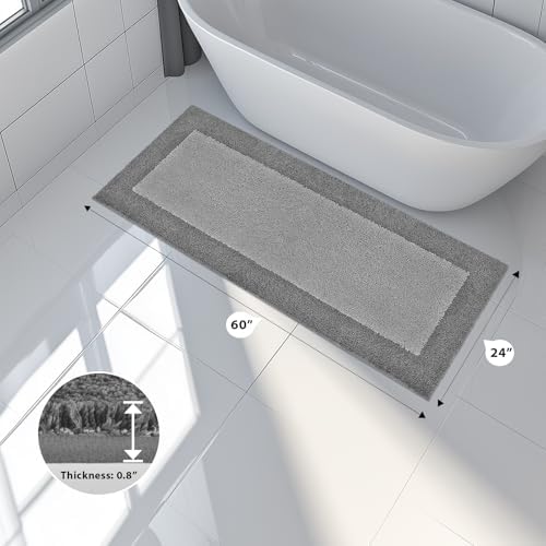 anllugs Bathroom Rugs, 24" x 60" Soft Bath Rugs, Grey & Dark Grey