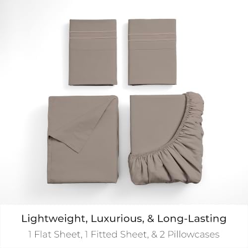 Mellanni Iconic 4-Piece Bed Sheet Set, 16" Deep Pocket (Full, Tan)
