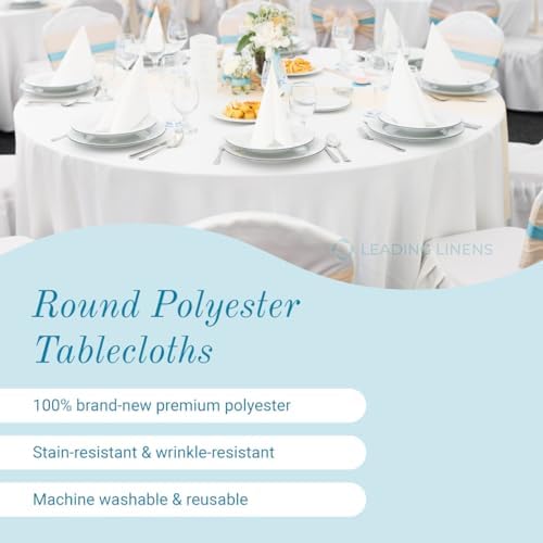 Leading Linens 12 pcs 90 Inch Round Ivory Polyester Tablecloth