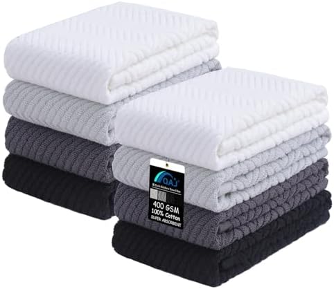 100% Cotton Kitchen Dish Towels Set, 16" x 25" Super Absorbent and
