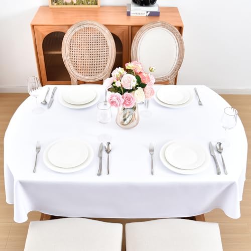 eeivs Oval Tablecloth White Table Cloth 60x102 Inch Dining Table Cover