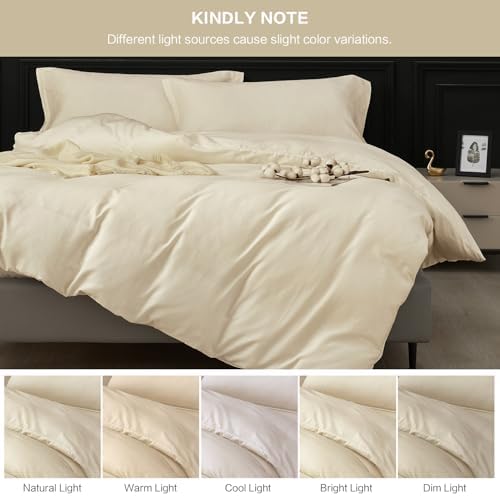 SAPHREAS 100% Washed Cotton Duvet Cover Full Size Set, Linen Like