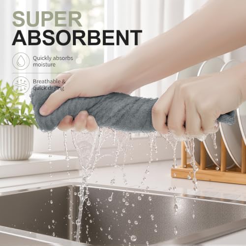 Homaxy 100% Cotton Kitchen Dish Cloths 12 Pack, 12"x12" Dish Rags
