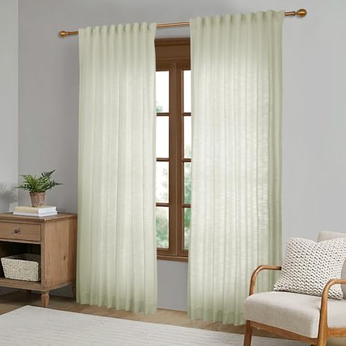 4 in 1 Header Linen Light Filtering Curtain 100W x 96L, 1 Panel