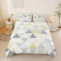 Erosebridal Yellow Gray Geometric King Size Duvet Cover, Patchwork