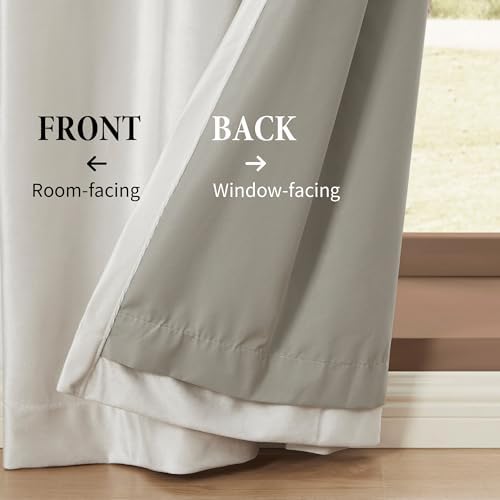 BULBUL 100% Blackout Velvet Curtains for Living Room 2 Panels, Cream