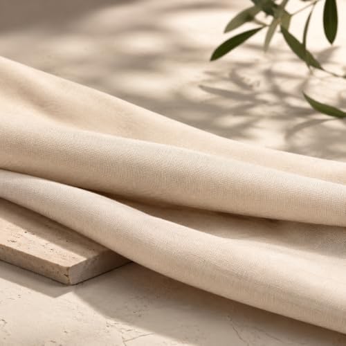 Beige Faux Linen Table Runner Waterproof Elegant Modern Table Decor
