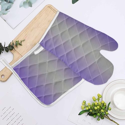 Quilted Cotton Terry Cloth Oven Mitt, Pot Holder Purple Gray Gradient
