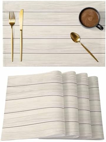 Vintage Country Wooden Board Placemats Set of 6 Washable Table Mats