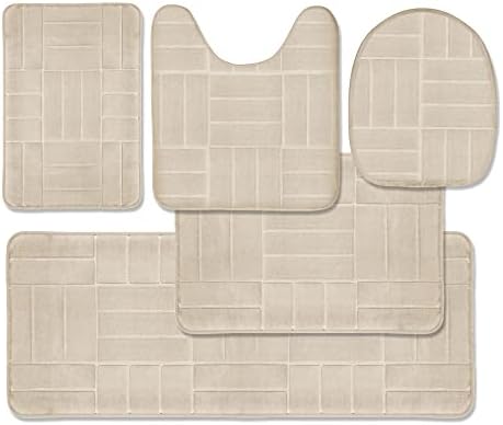 Bathroom Rug Set 5 Piece - Memory Foam Bathroom Mat Set, Soft and