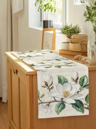Vintage Floral Spring Table Runners 120 Inches Long, Rustic Botanical