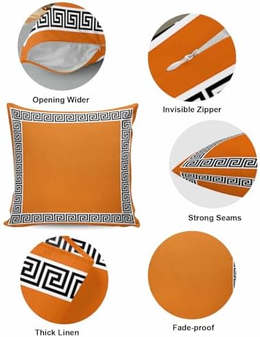 Throw Pillow Covers 18x18 Inch Set of 2 Geometric Greek Key Design