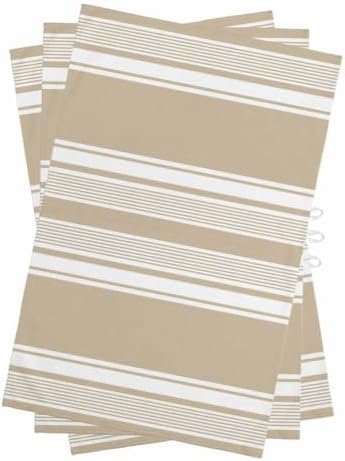 Farmhouse Beige Striped Kitchen Towels Set of 3, Ultra Absorbent Dish