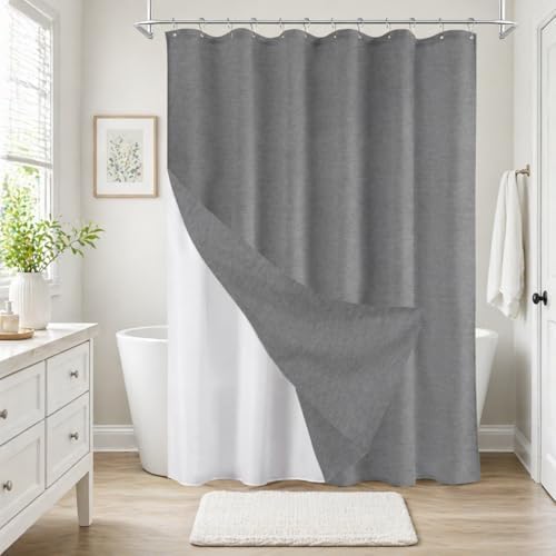 Inhousolu Boho Farmhouse Shower Curtain with Fabric Liner Set, Luxury