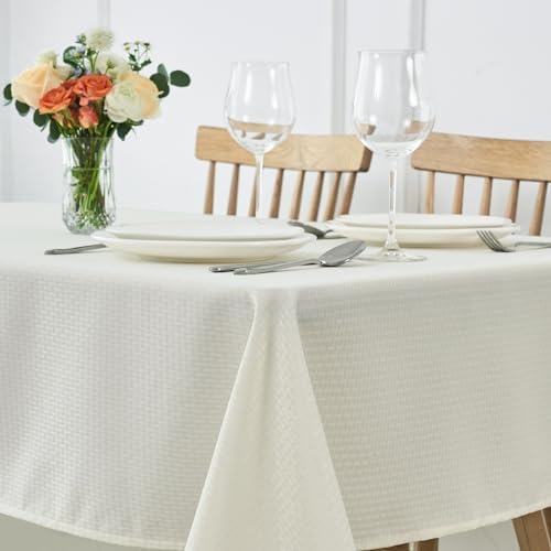 maxmill Weaved Texture Rectangle Tablecloth Water Resistant Wrinkle